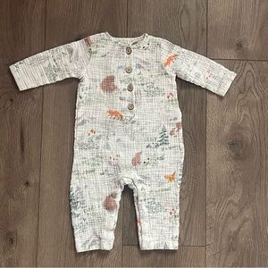 Elegant Baby Organics 3-6m Woodland Animal Muslin Gauze Romper